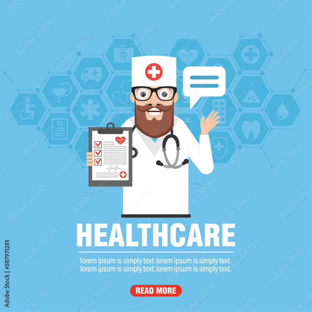 Healthcare modern concept design flat banner Healthcare modern concept design flat banner
