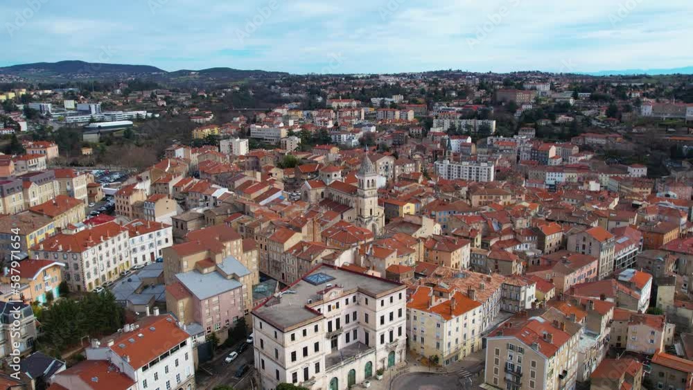 Aerial view of the old town of Annonay in France on a sunny day in early spring. Aerial view of the old town of Annonay in France on a sunny day in early spring.