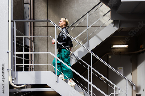 woman on stairs