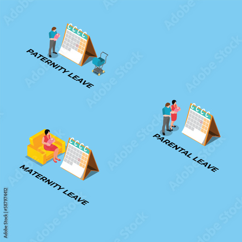 Gender equality issues in child upbringing isometric 3d vector illustration concept for banner, website, illustration, landing page, flyer, etc.