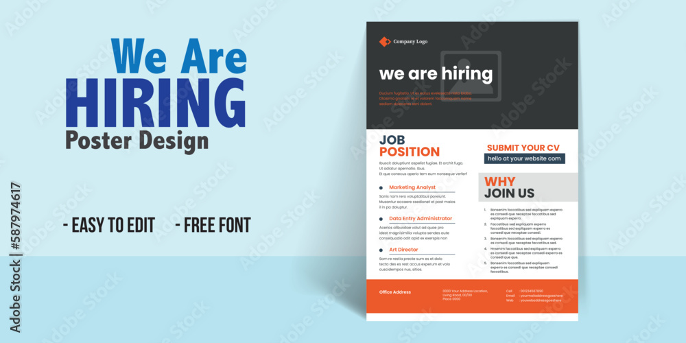 Job hiring flyer poster Hiring Flyer Poster Layout Job Vacancy Flyer Template We Are Hiring Flyer