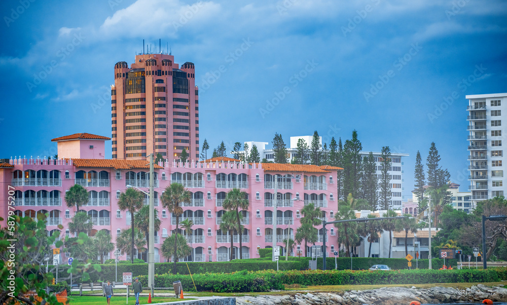 Boca Raton buildings along the river from South Inlet Park, Florida