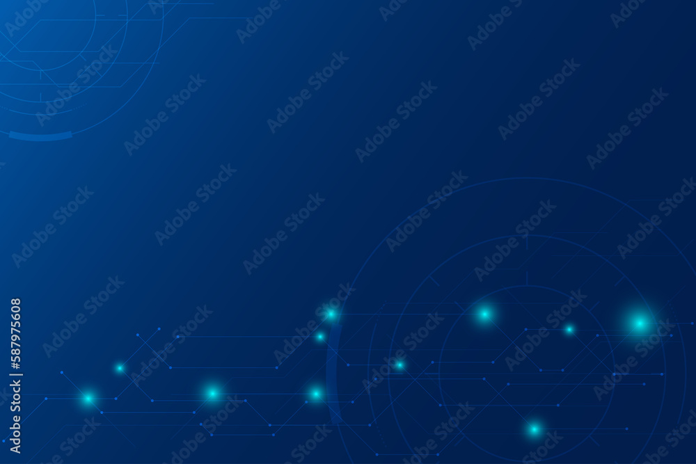 Line of circle light on blue template. Technology background with line and dot connection. Minimal blank space for creative. Line of circle light on blue template. Technology background with line and dot connection. Minimal blank space for creative.