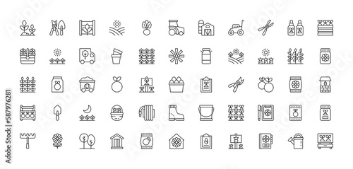 Flower and Gardening icons - minimal thin line web icon set. Outline collection. Simple vector illustration.