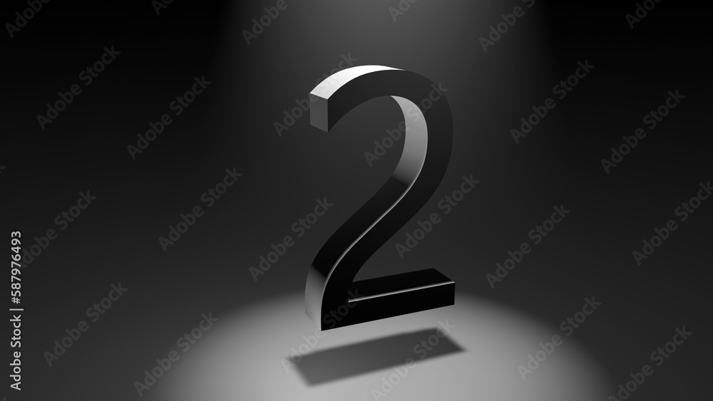 3d rendering of a number 2 on black background for presentation 3d rendering of a number 2 on black background for presentation