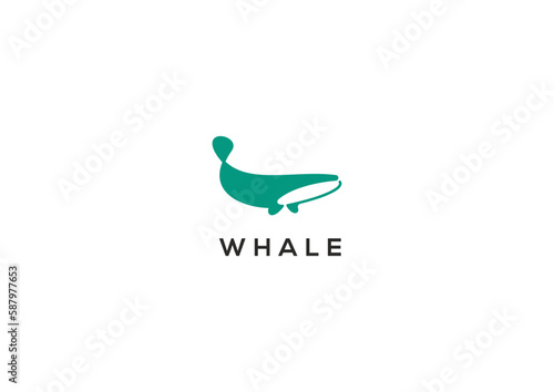 Template logo design solution with whale simple image