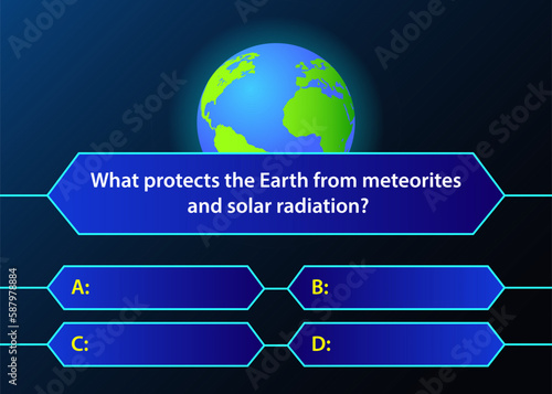 Template for a quiz on the theme of space. Question and answers, TV show, exam.