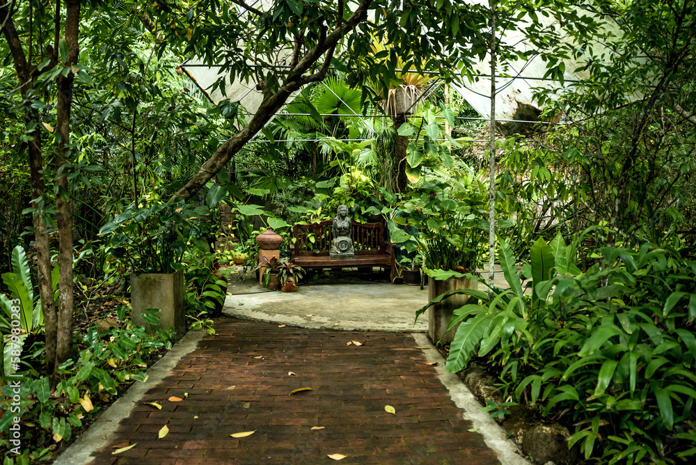 Luxury landscape design of the tropical garden