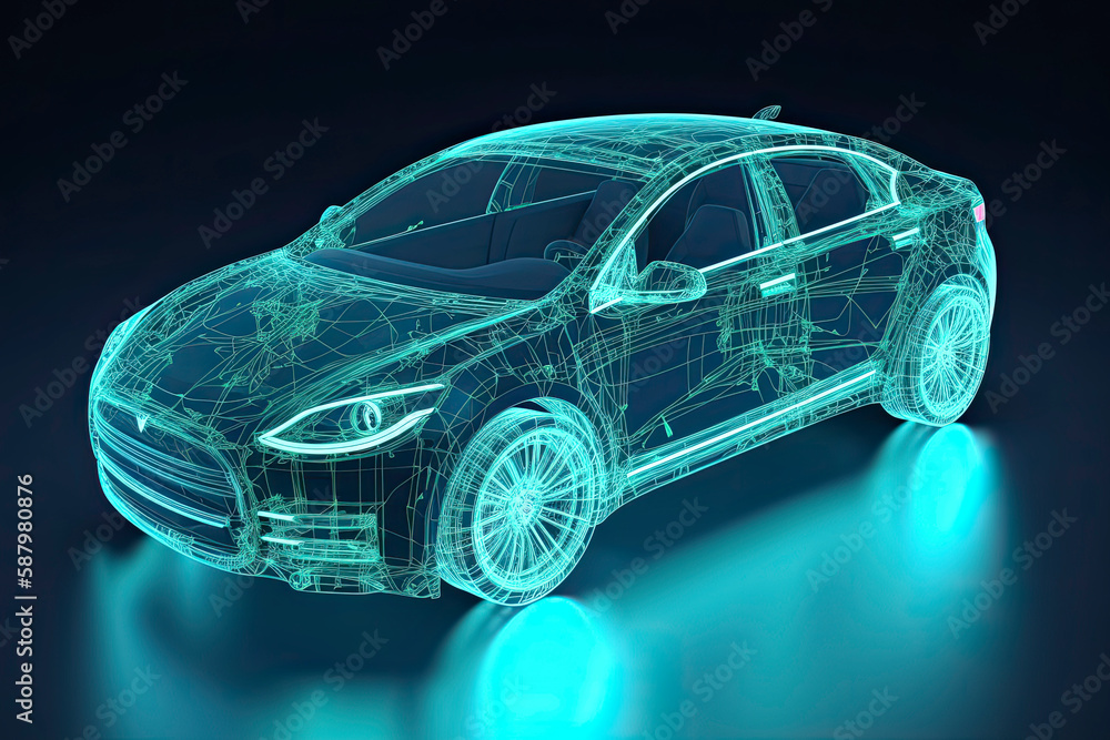 Naklejka premium 3D illustration of electric car This image doesn`t contain any visible trademarked products