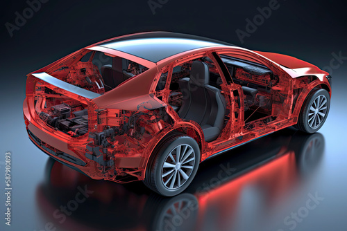 3D illustration of electric car This image doesn`t contain any visible trademarked products photo