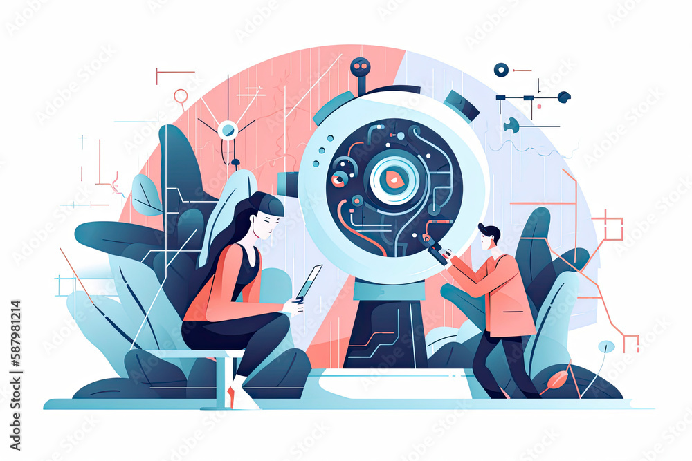 AI in social media abstract concept vector illustration. Social media ...