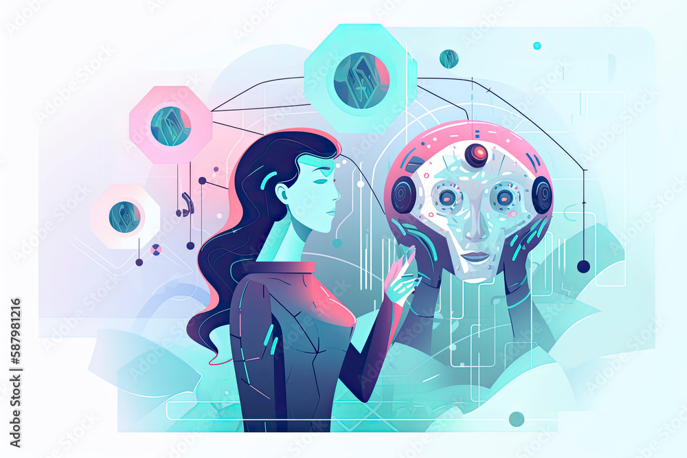 AI in social media abstract concept vector illustration. Social media ...