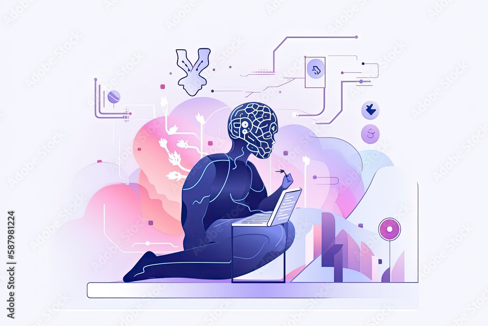 AI in social media abstract concept vector illustration. Social media ...