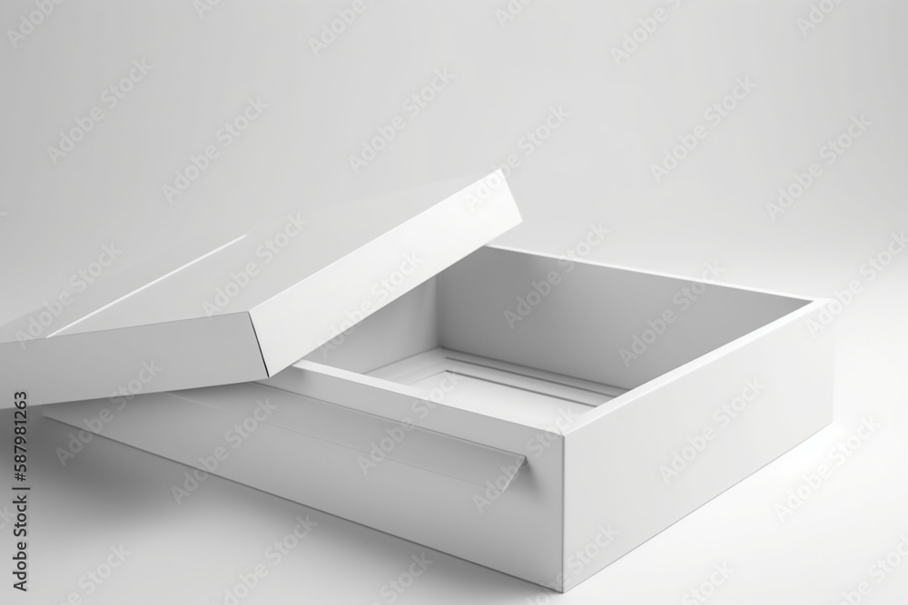 White Cardboard Sliding open Box Mock up on light grey background ...