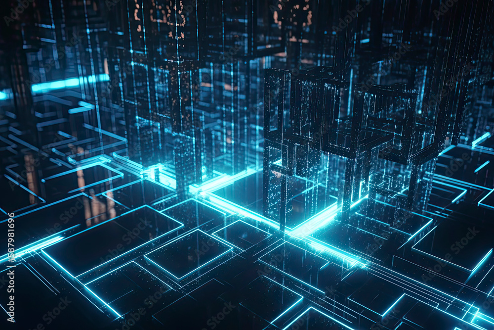 Computer geometric digital connection structure. Business inteligence technology background. Binary code algorithms deep learning. Abstract 3D rendering. Artificial intelligence Computer geometric digital connection structure. Business inteligence technology background. Binary code algorithms deep learning. Abstract 3D rendering. Artificial intelligence