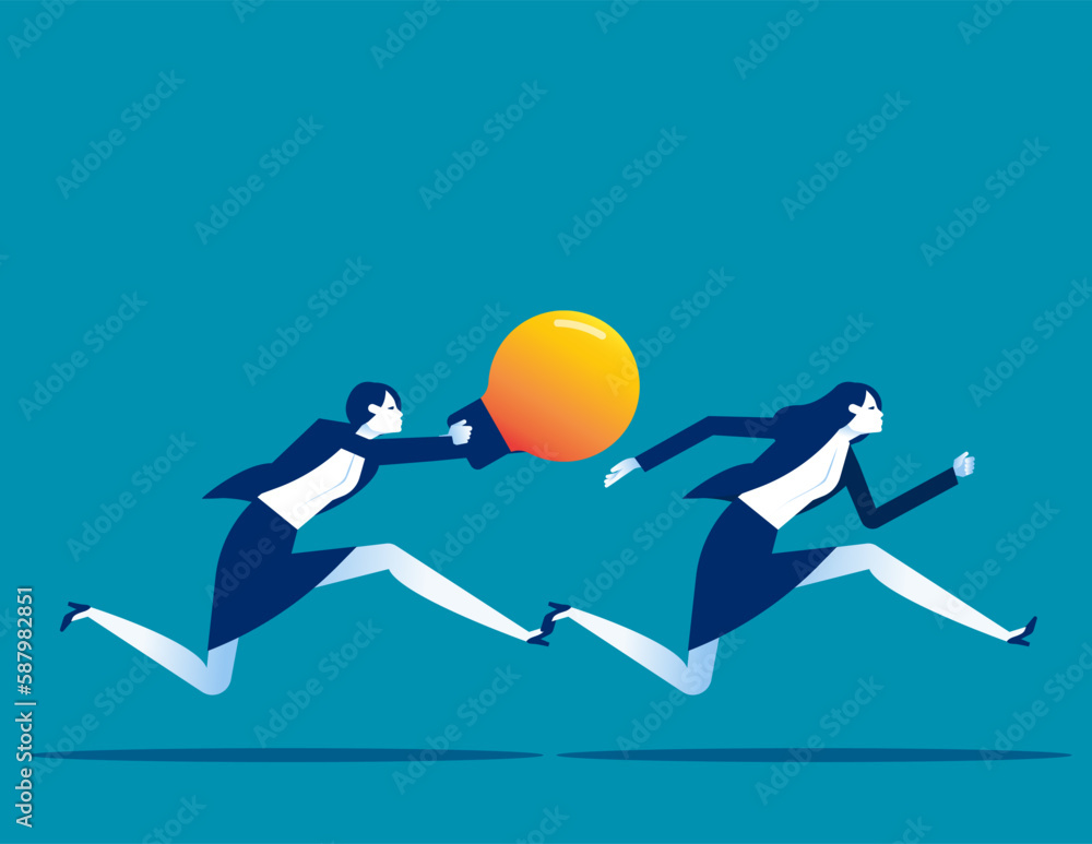 Business team creative relay race. Business vector illustration