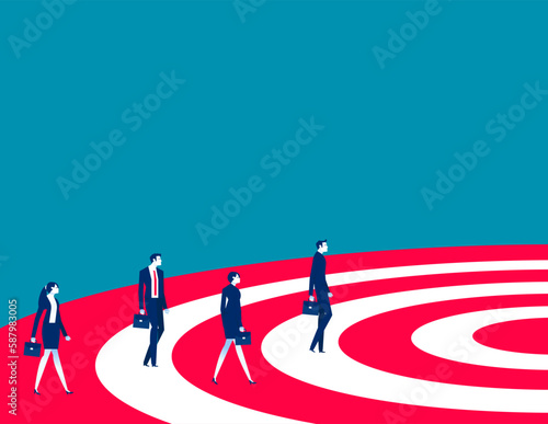 People walking on the target. Business competitive society