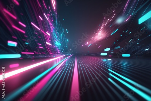 abstract futuristic  background with pink blue glowing neon moving high speed wave lines and bokeh lights. Data transfer concept Fantastic wallpaper