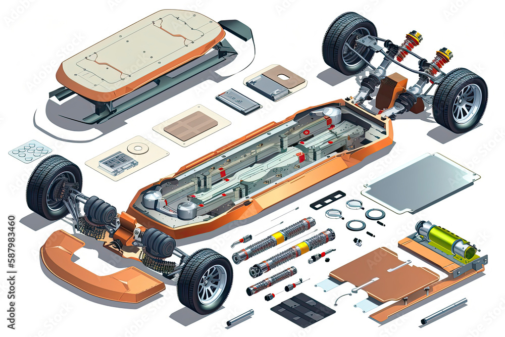 Modern electric car chassis design battery modular platform skateboard module pack board with wheels Modern electric car chassis design battery modular platform skateboard module pack board with wheels