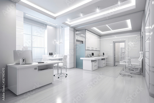 Modern medical clinic. 3D rendering