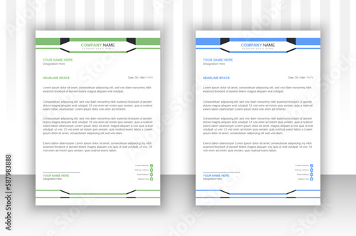 Unique shape and attractive colors. Corporate business letterhead design for professional business.