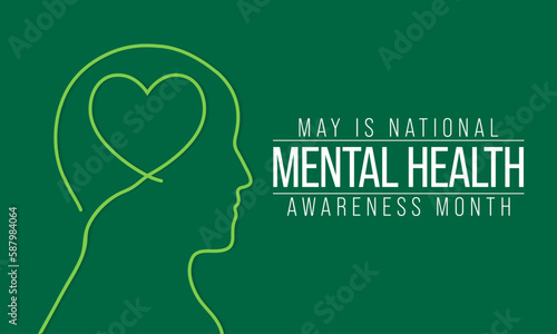 Mental health awareness month observed each year in May. it includes our emotional, psychological, and social well-being. It affects how we think, feel, and act. Vector illustration