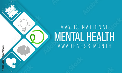 Mental health awareness month observed each year in May. it includes our emotional, psychological, and social well-being. It affects how we think, feel, and act. Vector illustration