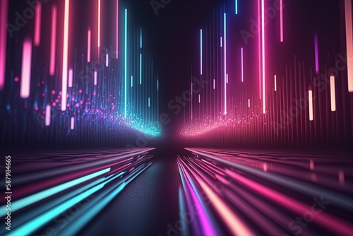 abstract futuristic background with pink blue glowing neon moving high speed wave lines and bokeh lights. Data transfer concept Fantastic wallpaper