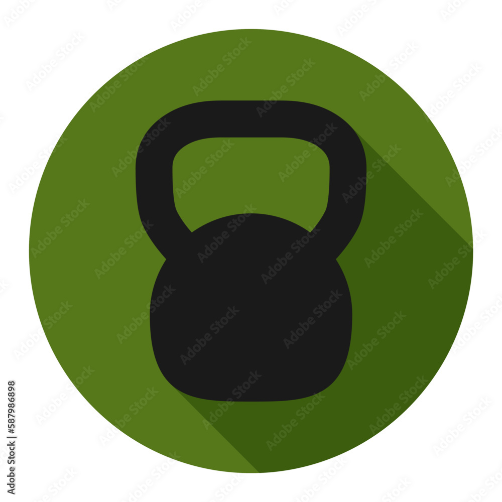 Fototapeta premium Kettlebell icon, fitness sport symbol, iron equipment vector illustration, workout heavy training web mark