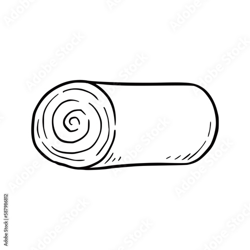 Hand drawn rolled haystack. Doodle sketch style. Drawing line simple haystack icon. Isolated vector illustration.