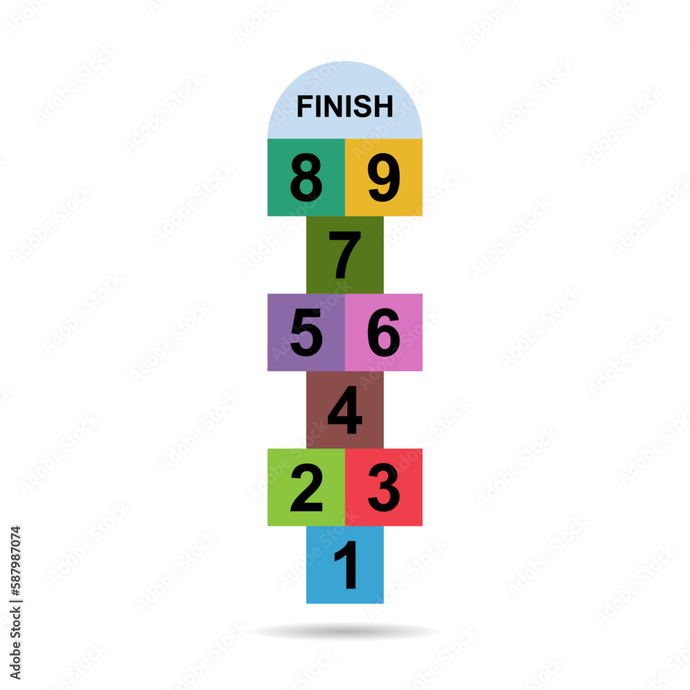Hopscotch outdoor shadow icon, fun play jump active game kid, street vector illustration Hopscotch outdoor shadow icon, fun play jump active game kid, street vector illustration