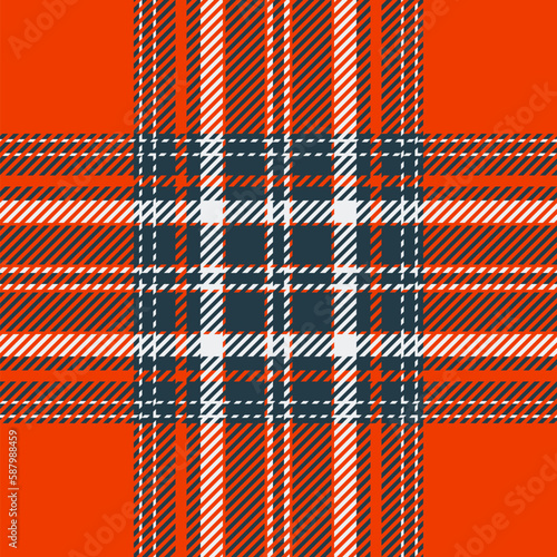 Plaid check pattern in orange and red colors. Seamless fabric texture. Tartan textile print. photo