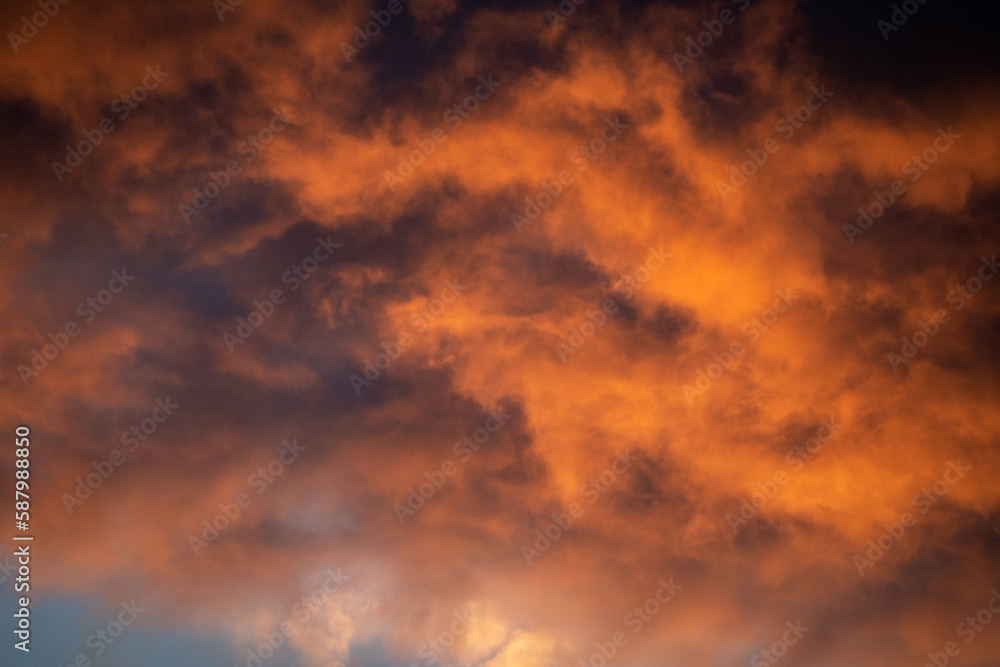 A mesmerising colourful sunset with dramatic clouds shot 01 April 2023 in Sofia, Bulgaria