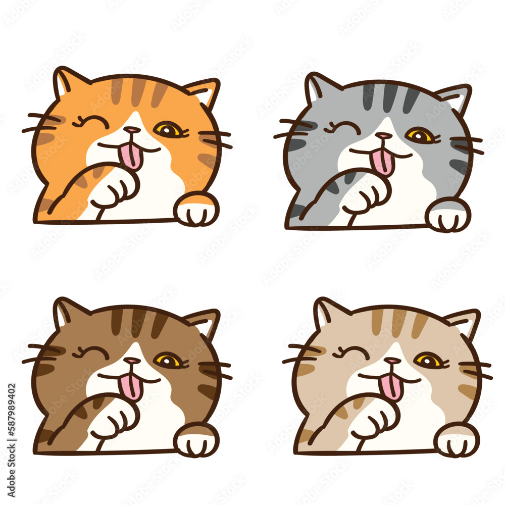 Vector Illustration of Cartoon Cat Head Characters on Isolated Background Vector Illustration of Cartoon Cat Head Characters on Isolated Background