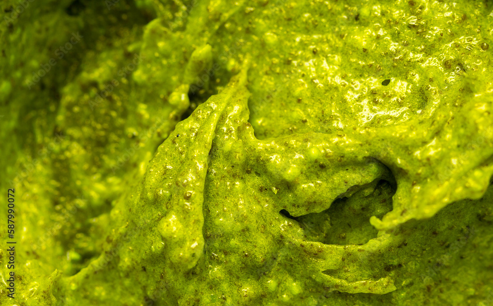 Smoothie with fresh green vegetables and fruits. Berry and yogurt ice cream. The texture of the sorbet. Delicious sweet dessert close-up as a background. Smoothie with fresh green vegetables and fruits. Berry and yogurt ice cream. The texture of the sorbet. Delicious sweet dessert close-up as a background.