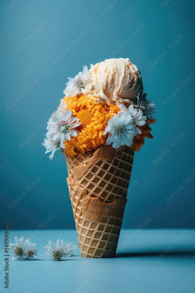 ice cream cone with generative  ai