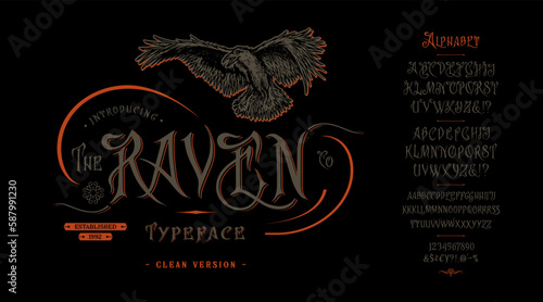 Font The Raven. Vintage typeface design.