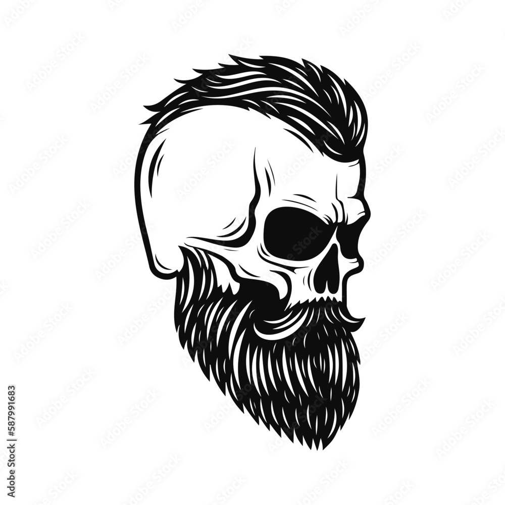 Human skull logo. Black and white emblem. Vector illustration Human skull logo. Black and white emblem. Vector illustration