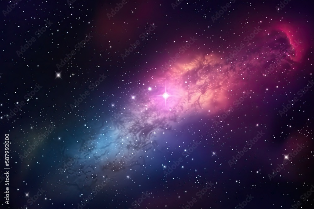 Obraz premium A galaxy filled with colorful stars and nebulae, surrounded by a dark and mysterious outer space. background Generative AI