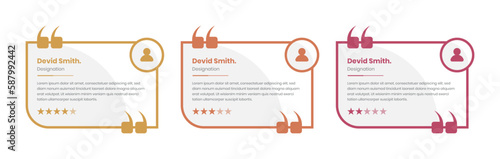 Customer feedback card with rating star for website and presentation