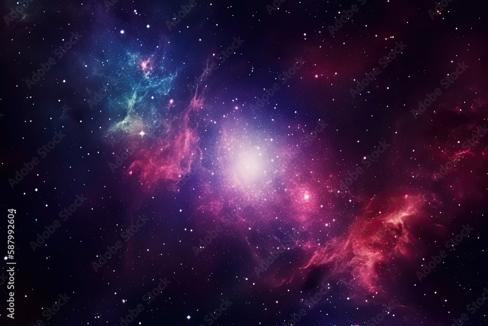 A galaxy filled with colorful stars and nebulae, surrounded by a dark and mysterious outer space. background Generative AI A galaxy filled with colorful stars and nebulae, surrounded by a dark and mysterious outer space. background Generative AI