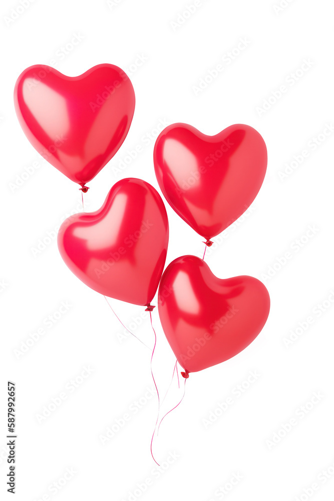 Big bunch of red balloons isolated on white background. Generative AI Big bunch of red balloons isolated on white background. Generative AI