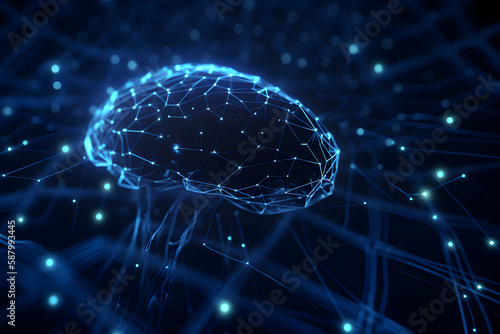 Artificial Intelligence brain technology data connections background, Generative AI