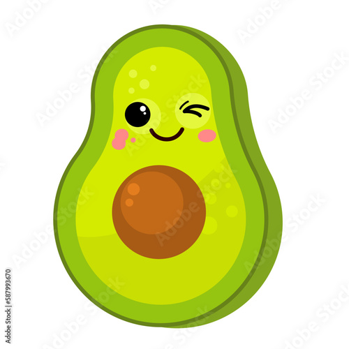 Kawaii avocado fruit - vector illustration
