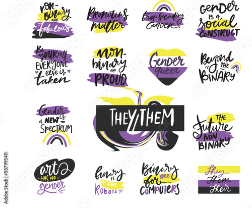 non binary poster. hand lettering illustrtion