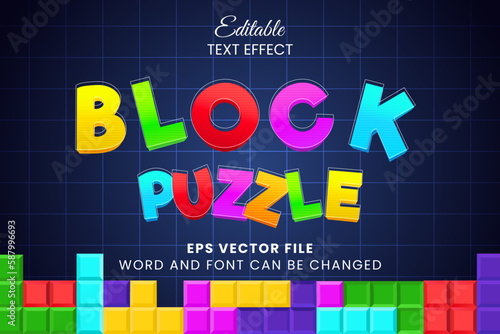 Colorful block puzzle vector text effect