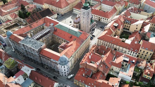 Aerial view of the center of Zagreb recorded by dron in 4k. photo