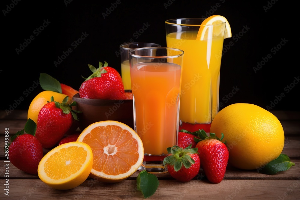 juice and fruits. Generative AI juice and fruits. Generative AI