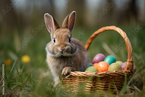 Bunny with Easter basket eggs