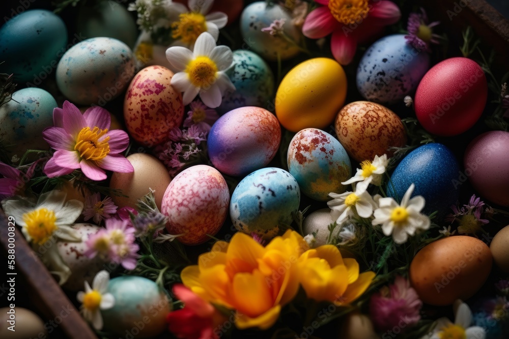 Easter eggs with flowers Easter eggs with flowers